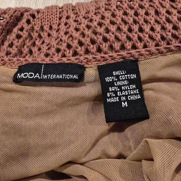 Women's Moda International Vintage Cotton Crochet Dress Rust Medium. - Picture 12 of 15